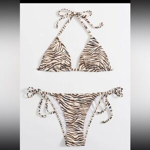 Brown and White Zebra Bikini Top and bottom Swimwear